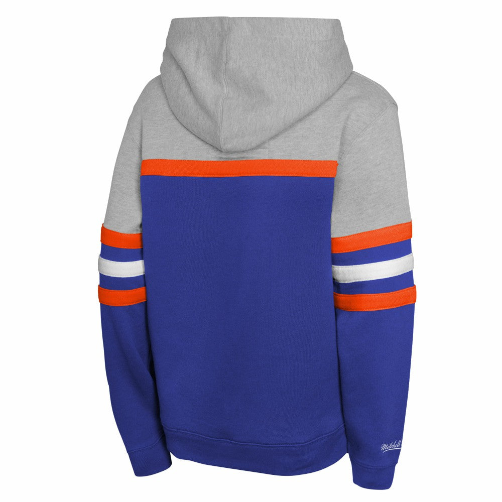 New York Mets Youth Cooperstown Head Coach Pullover Hoodie - Royal/Grey | Mitchell & Ness