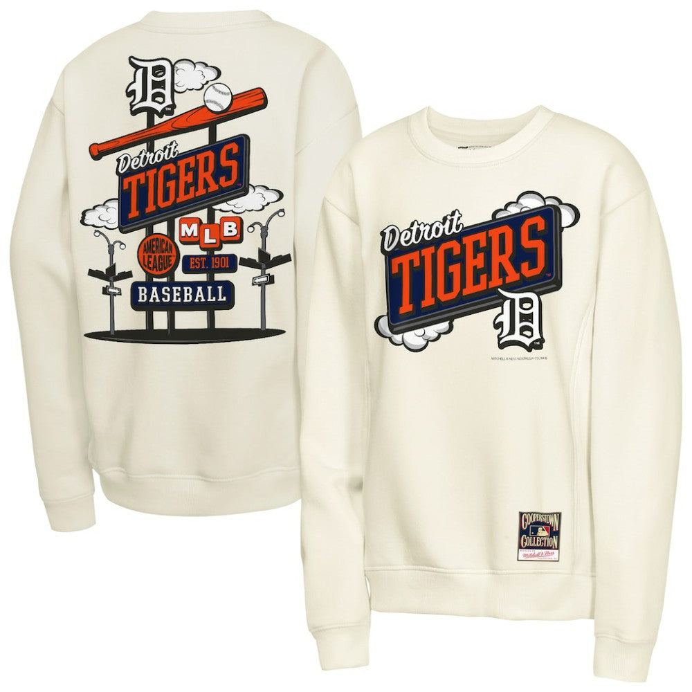 Detroit Tigers Youth Retro Billboard Sweatshirt - Natural | Mitchell & Ness