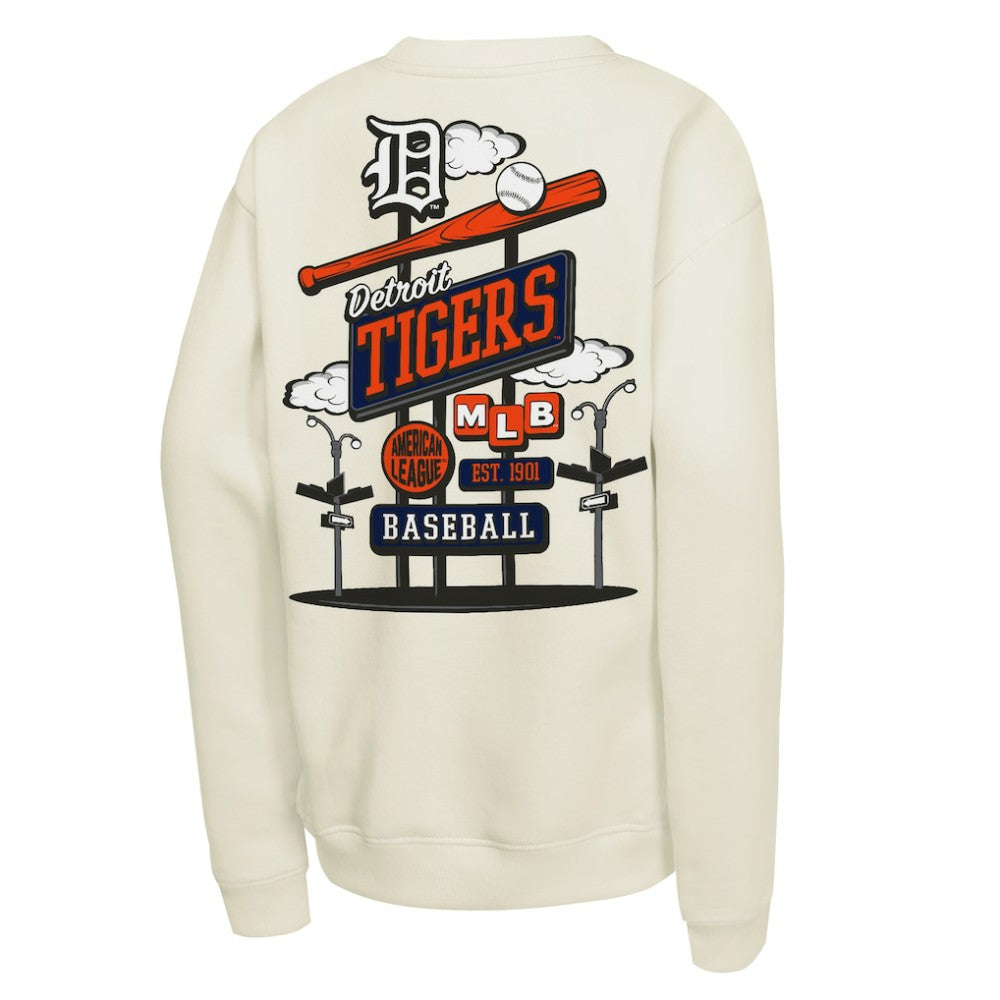 Detroit Tigers Youth Retro Billboard Sweatshirt - Natural | Mitchell & Ness