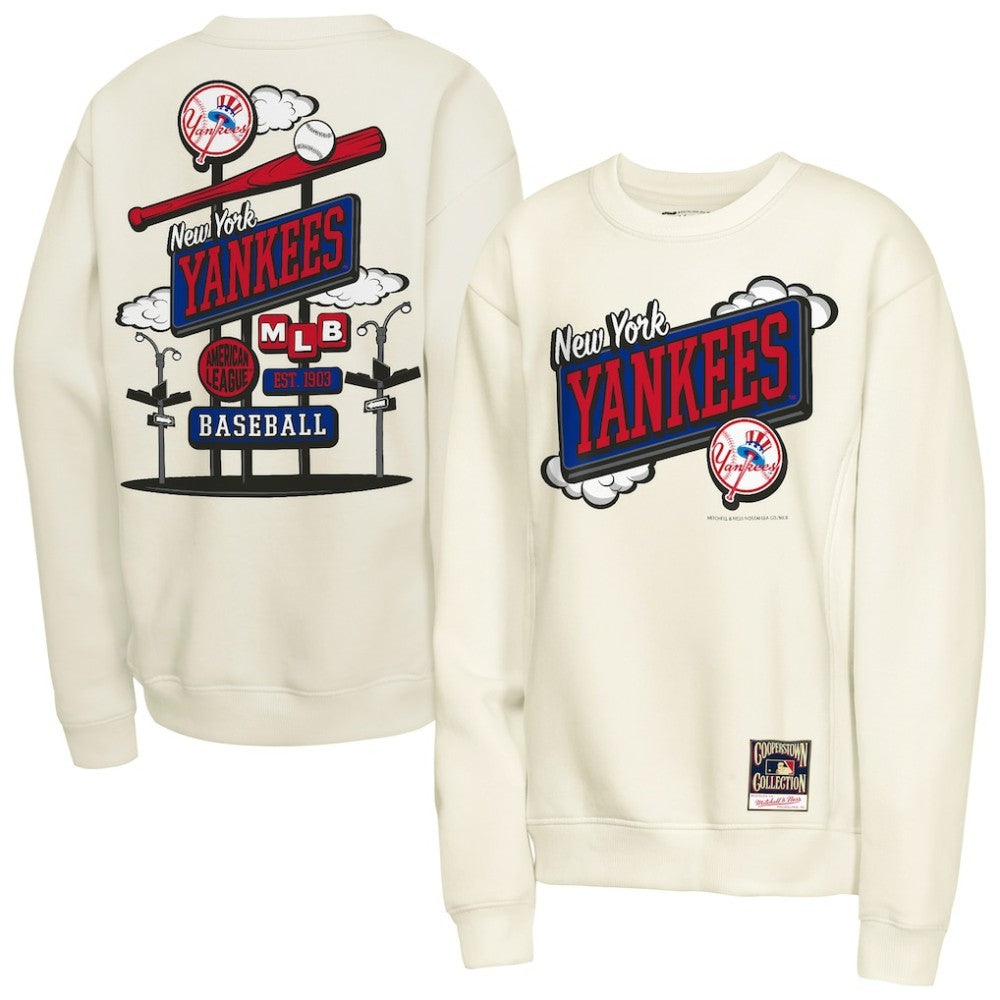 New York Yankees Youth Retro Billboard Sweatshirt - Natural | Mitchell & Ness