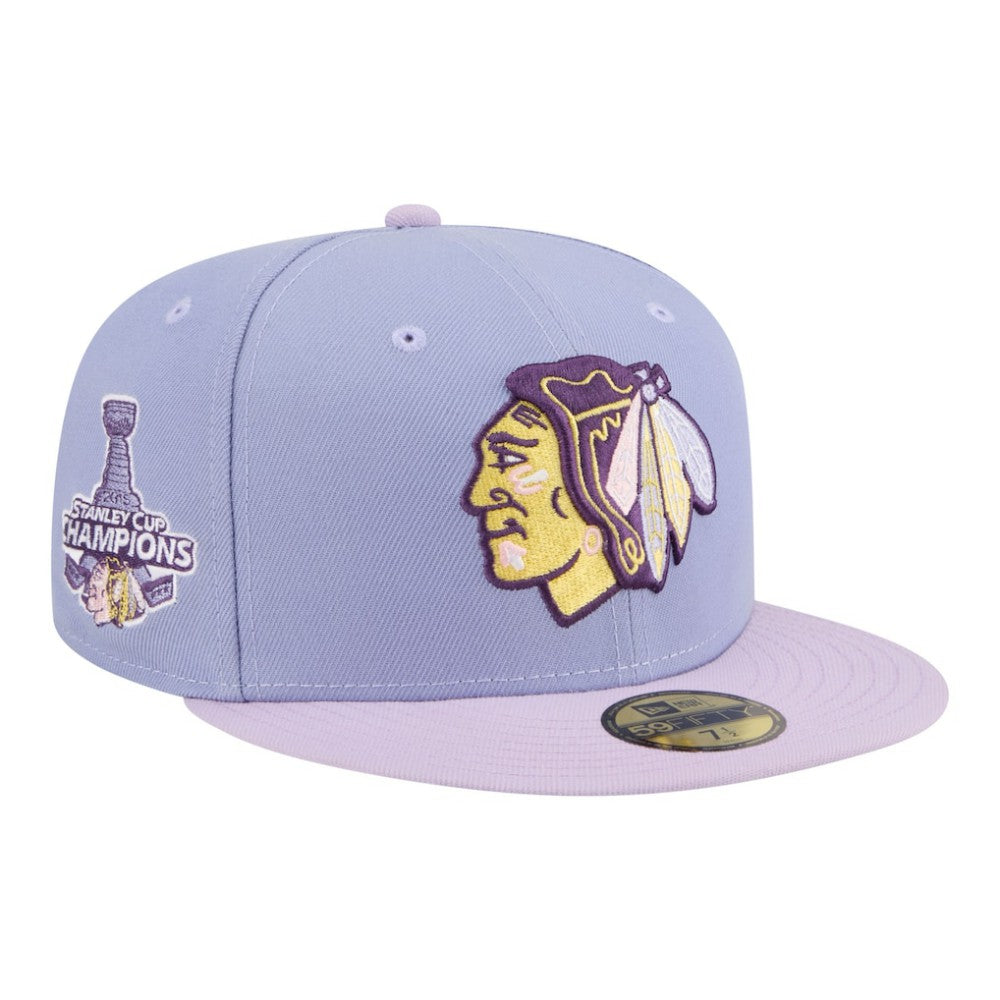 Chicago Blackhawks New Era Lavender Bloom 59FIFTY Fitted Hat