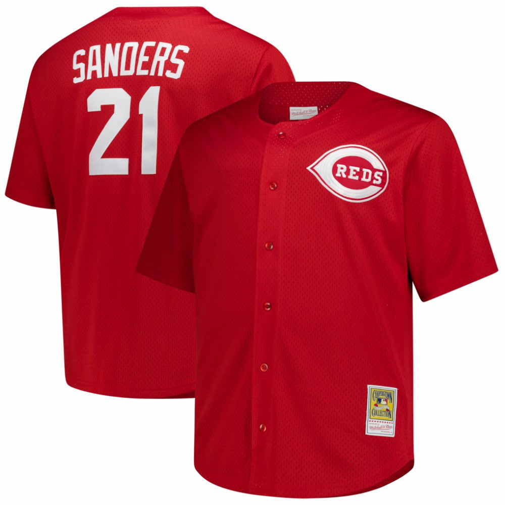 Deion Sanders Cincinnati Reds Big & Tall Cooperstown Mesh Batting Practice Jersey - Red | Mitchell & Ness
