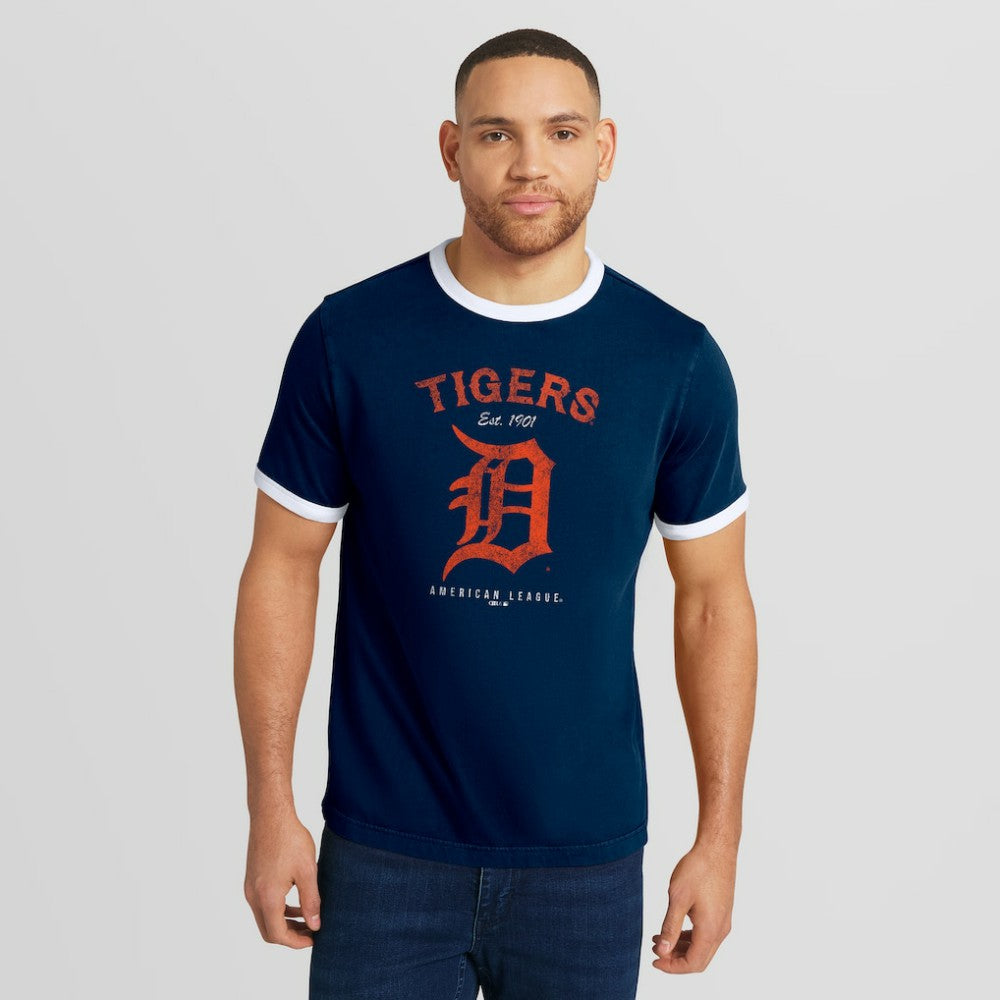 Detroit Tigers Darius Rucker Collection Washed Ringer T-Shirt - Navy