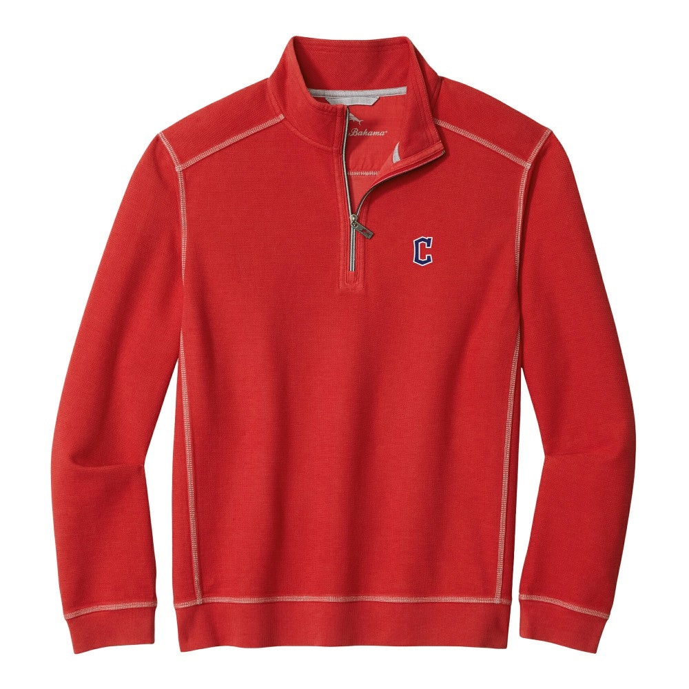 Cleveland Guardians Tommy Bahama Montego Bay Half-Zip Sweatshirt - Red
