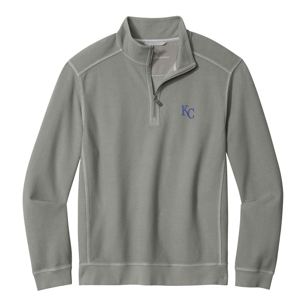 Kansas City Royals Tommy Bahama Montego Bay Half-Zip Sweatshirt - Gray