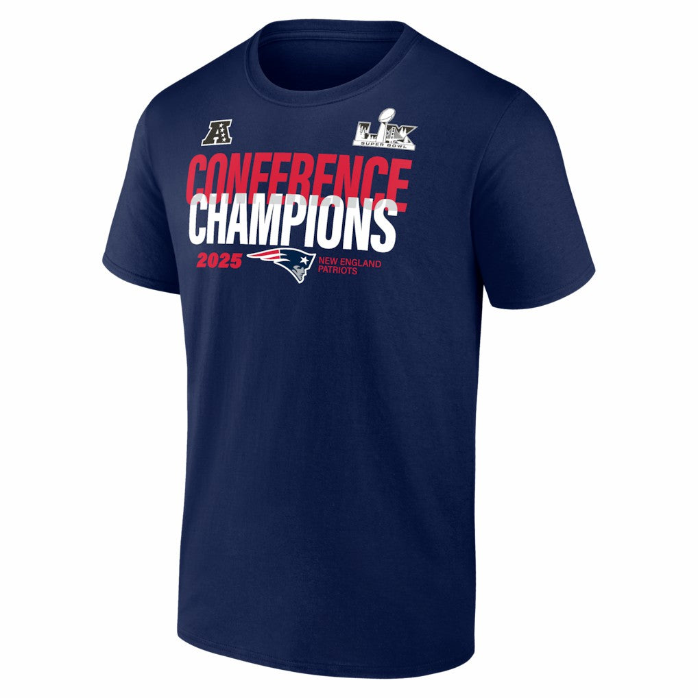 NFL New England Patriots 2025 AFC Champions Big & Tall Right Side Draw T-Shirt