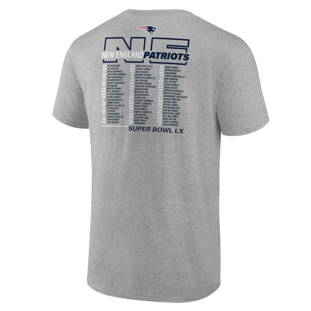 NFL New England Patriots Super Bowl LX Big & Tall Roster T-Shirt