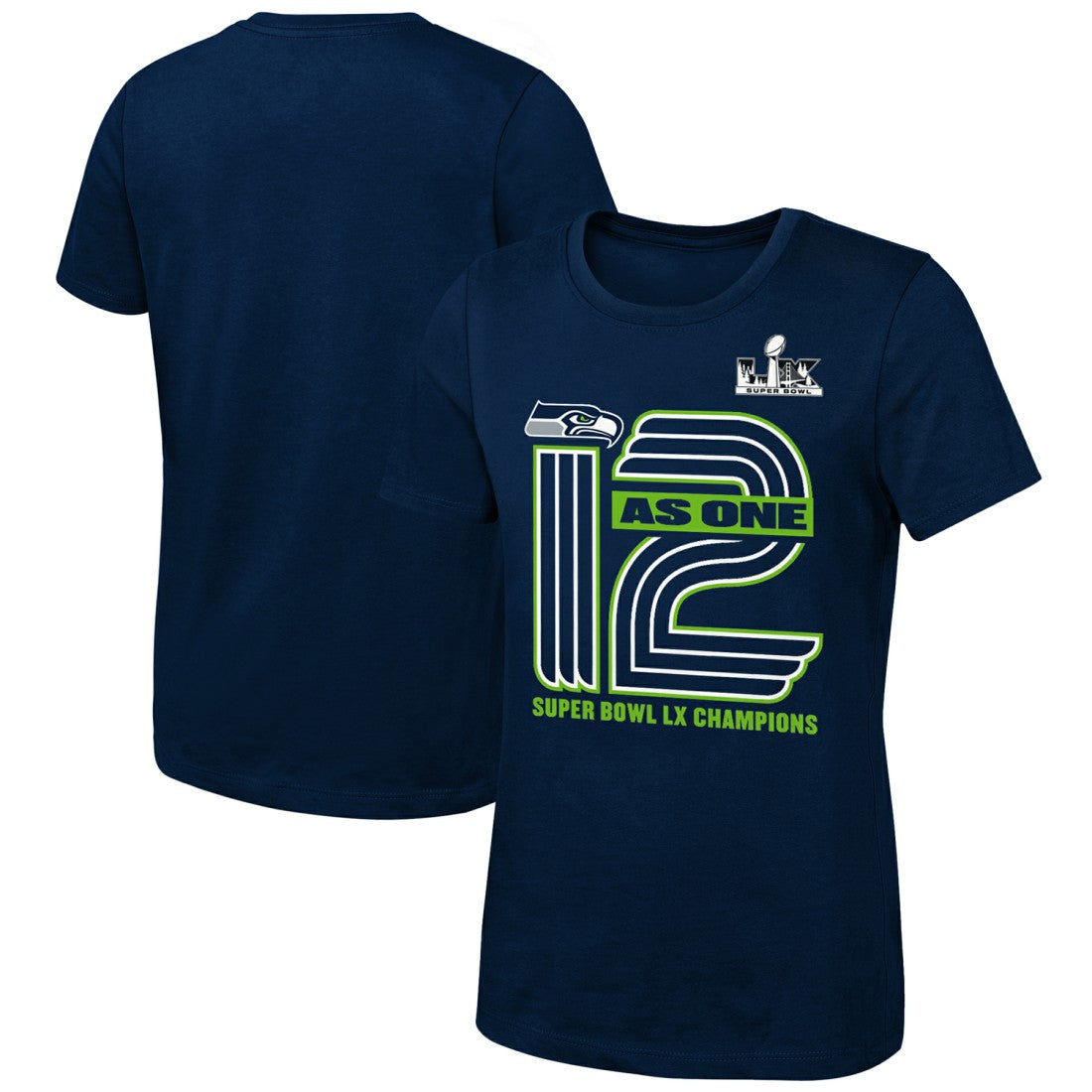 NFL Seattle Seahawks Girls Youth Super Bowl LX Champions On Top T-Shirt