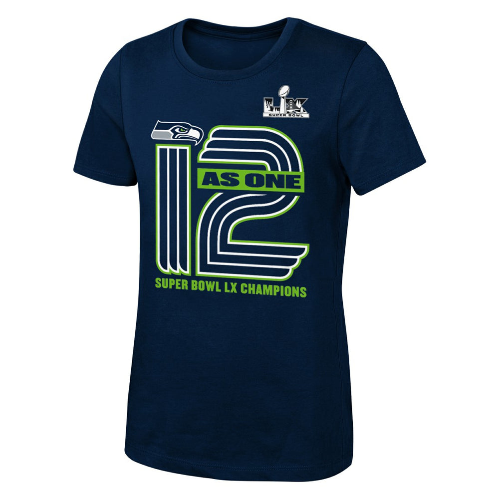 NFL Seattle Seahawks Girls Youth Super Bowl LX Champions On Top T-Shirt