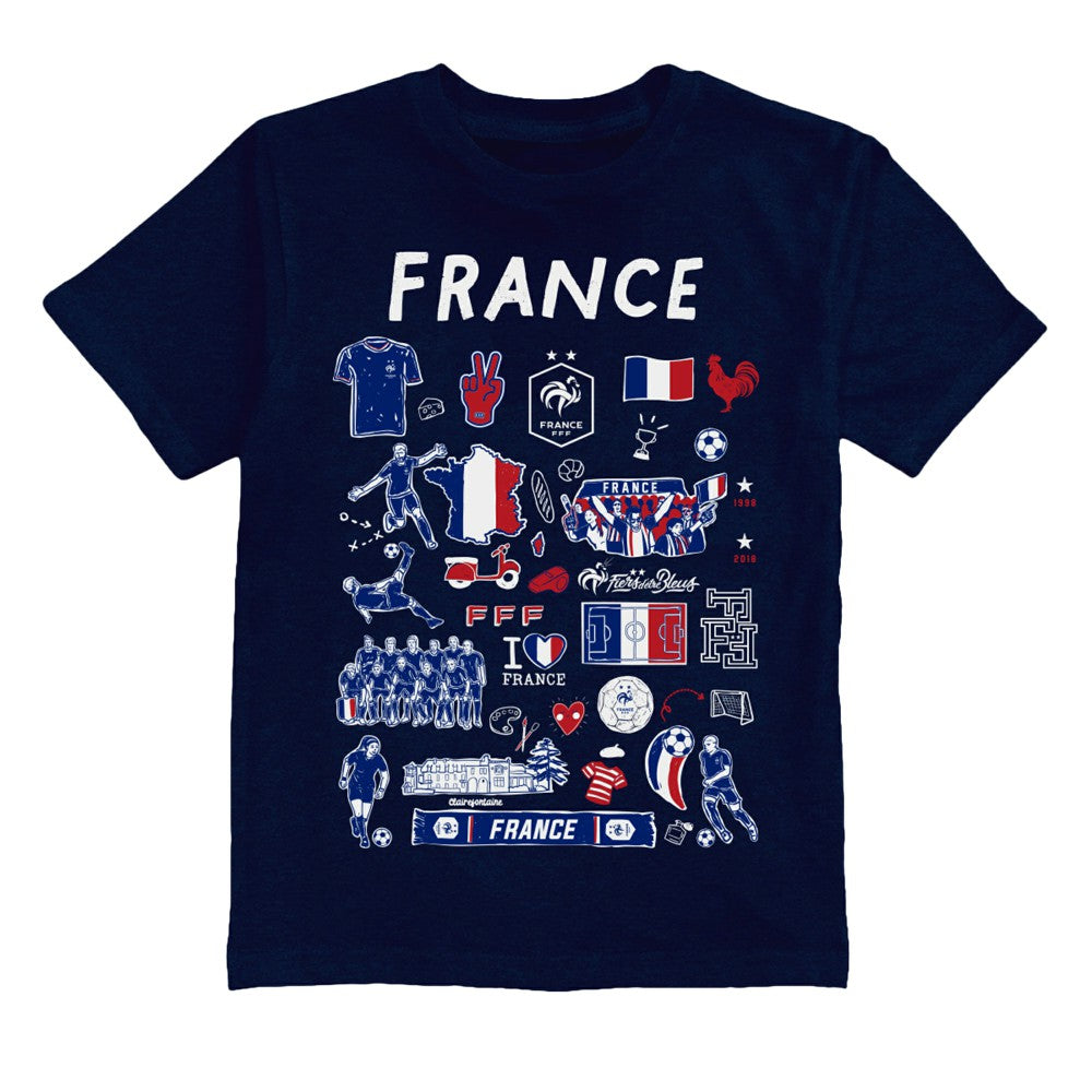 France National Team Vive La Fete Youth Impressions Artwork T-Shirt / Soccer Discount