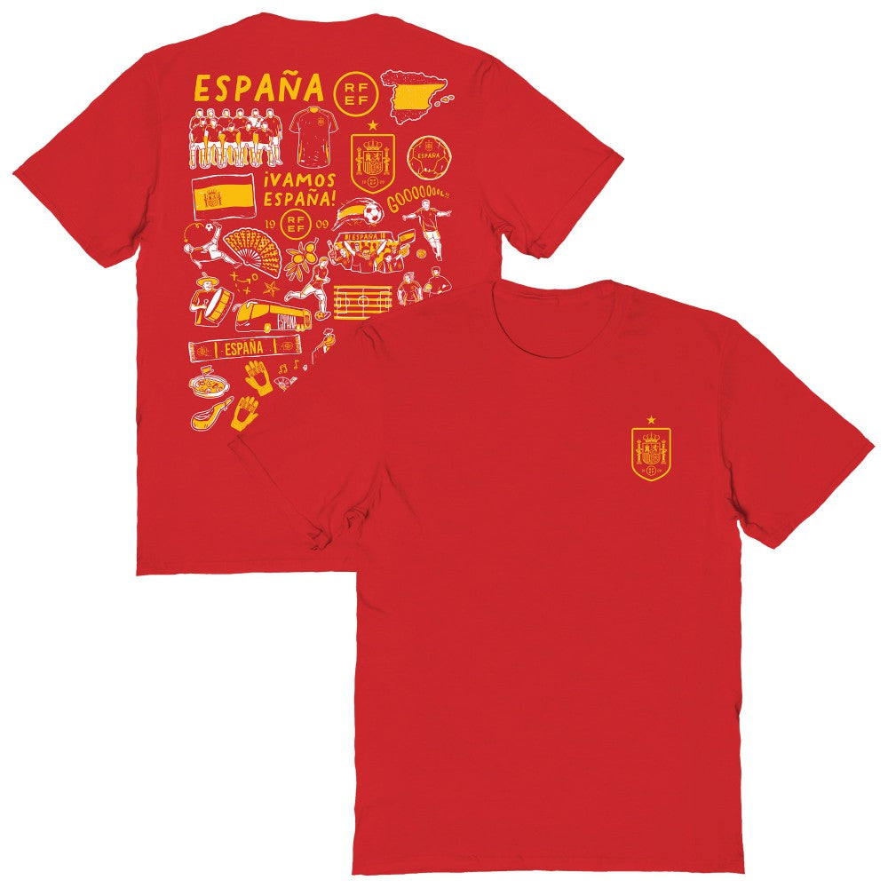 Spain National Team Vive La Fete Women's Impressions Artwork Fitted T-Shirt / Soccer Hot sale