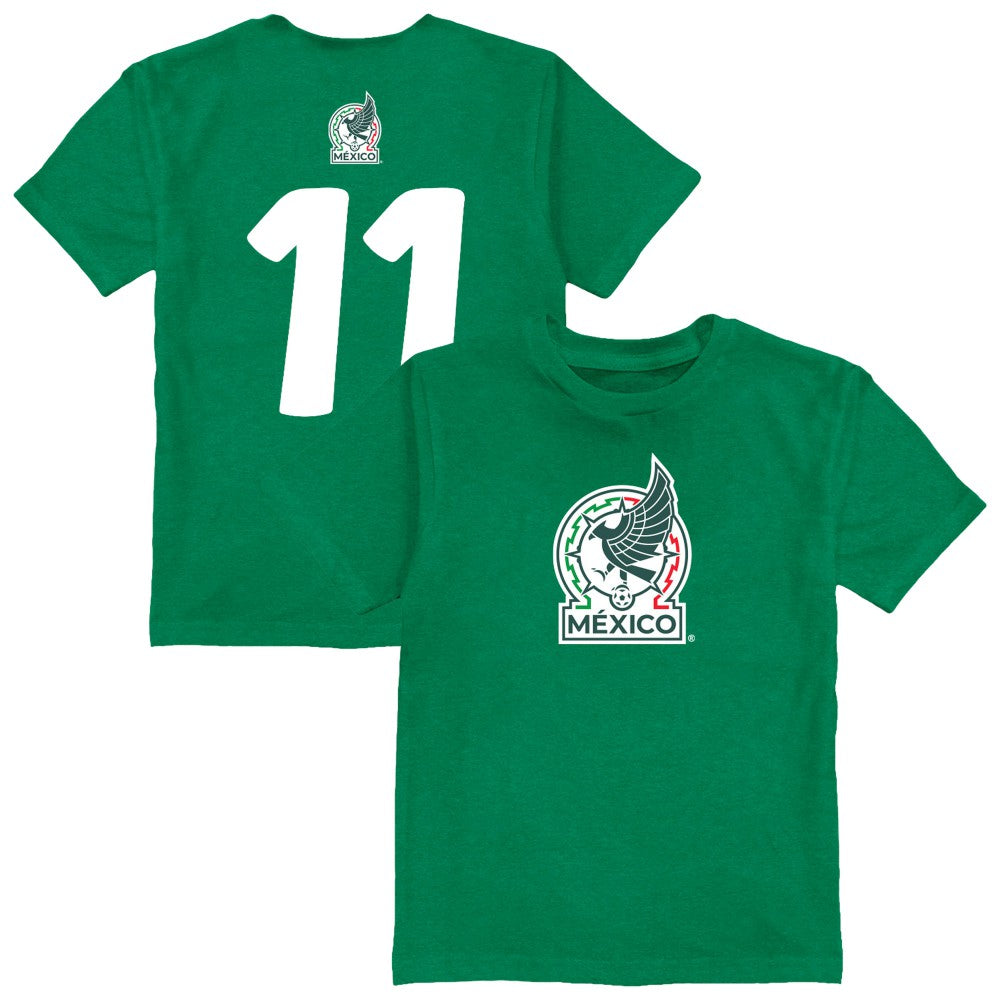 Santiago Gimenez Mexico National Team Vive La Fete Youth Player Name & Number Color Badge T-Shirt / Soccer Discount