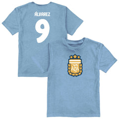 Julián Álvarez Argentina National Team Vive La Fete Youth Player Name & Number Color Badge T-Shirt / Soccer Hot sale