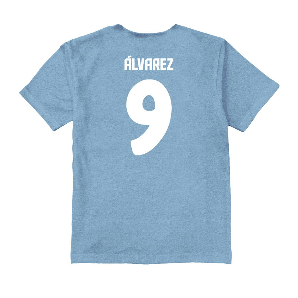 Julián Álvarez Argentina National Team Vive La Fete Youth Player Name & Number Color Badge T-Shirt / Soccer Hot sale