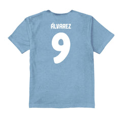 Julián Álvarez Argentina National Team Vive La Fete Youth Player Name & Number Color Badge T-Shirt / Soccer Hot sale
