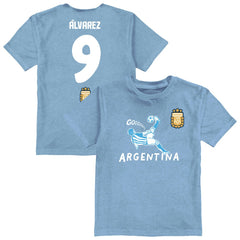 Julián Álvarez Argentina National Team Vive La Fete Youth Player Name & Number Chilena Style T-Shirt / Soccer On sale