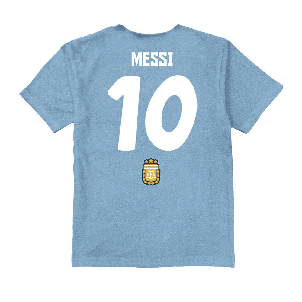 Lionel Messi Argentina National Team Vive La Fete Youth Player Name & Number Chilena Style T-Shirt / Soccer On sale
