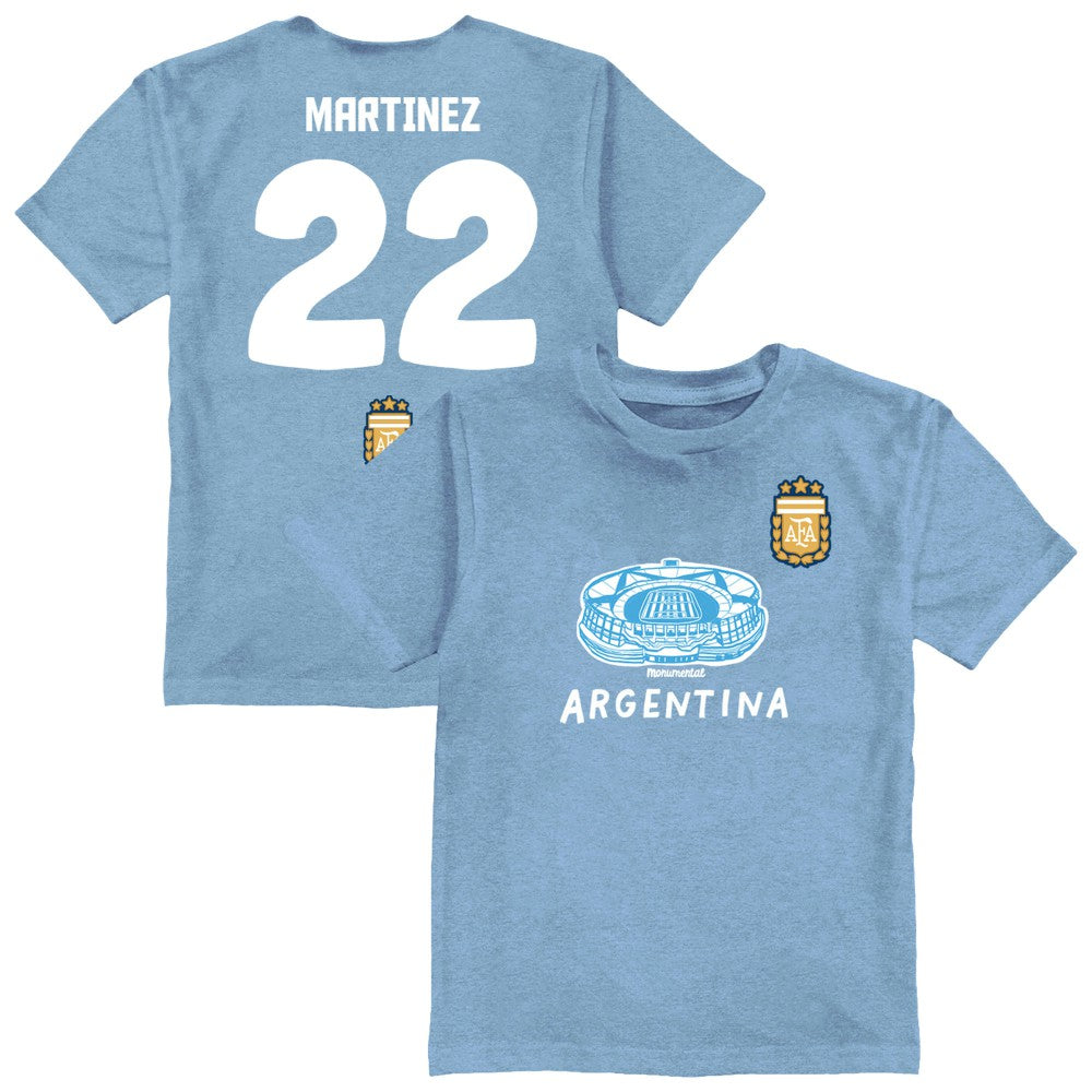 Lautaro Martinez Argentina National Team Vive La Fete Youth Player Name & Number Stadium Style T-Shirt / Soccer For sale