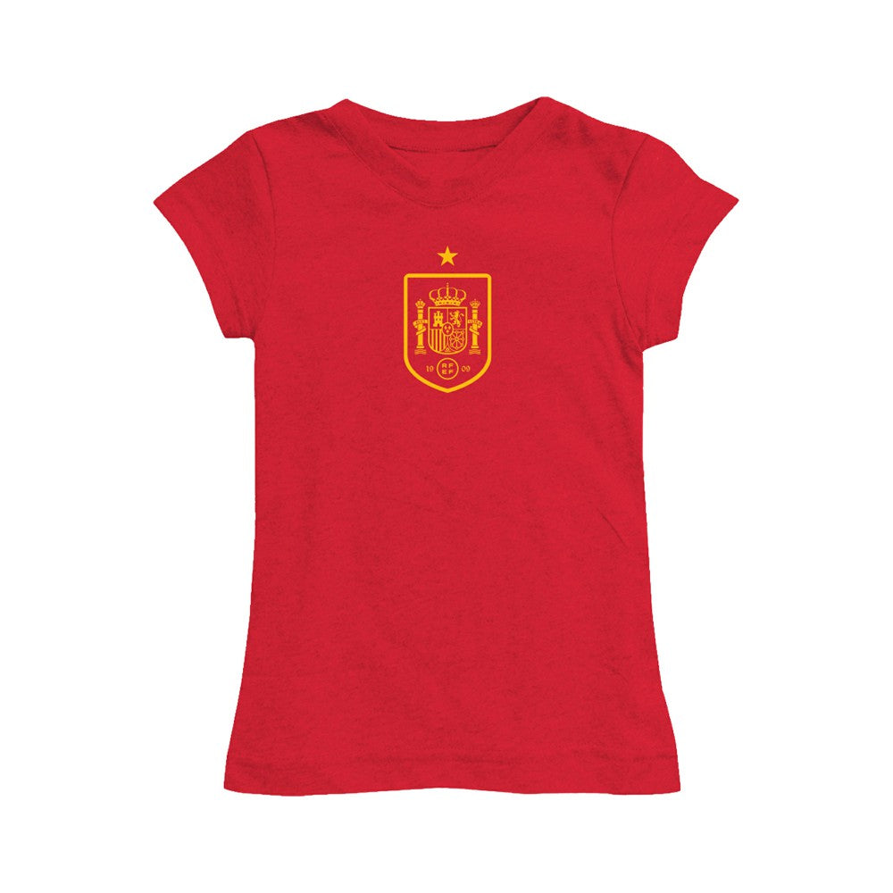 Spain National Team Vive La Fete Girls Youth Color Badge Fitted T-Shirt / Soccer Online