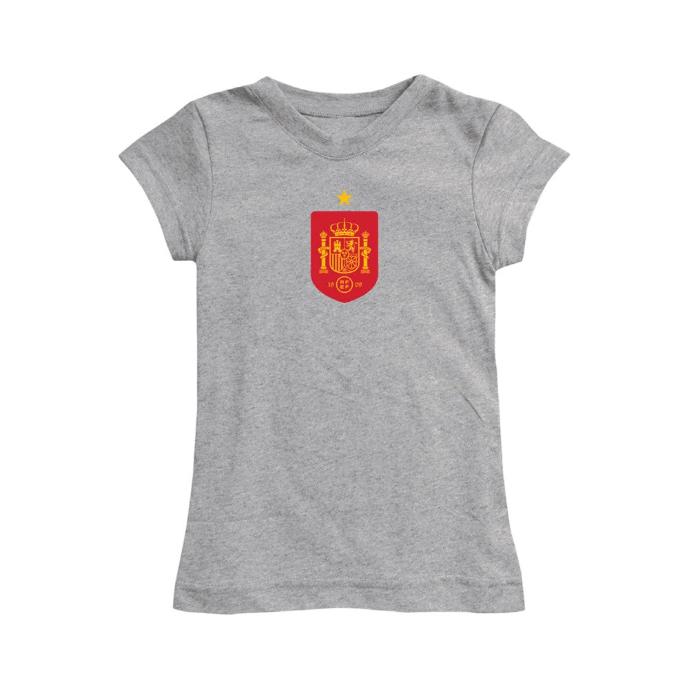 Spain National Team Vive La Fete Girls Youth Color Badge Fitted T-Shirt / Soccer New
