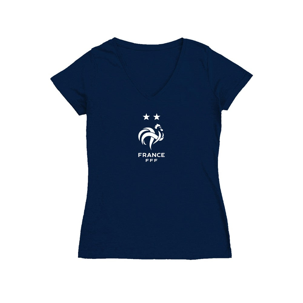 France National Team Vive La Fete Women's Color Badge V-Neck Fitted T-Shirt / Soccer On sale