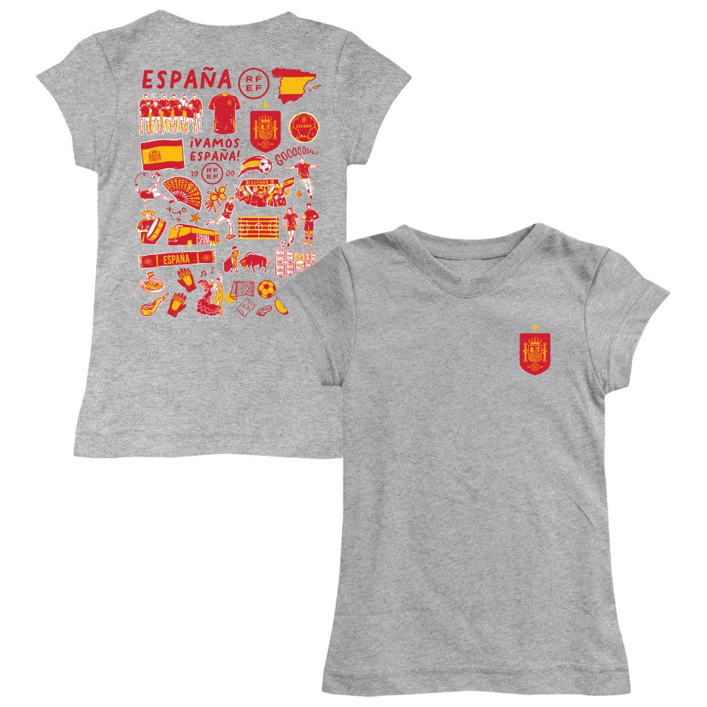 Spain National Team Vive La Fete Girls Youth Impressions Artwork Fitted T-Shirt / Soccer Sale
