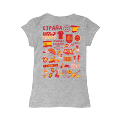 Spain National Team Vive La Fete Girls Youth Impressions Artwork Fitted T-Shirt / Soccer Sale