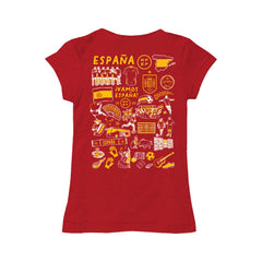 Spain National Team Vive La Fete Girls Youth Impressions Artwork Fitted T-Shirt / Soccer Online