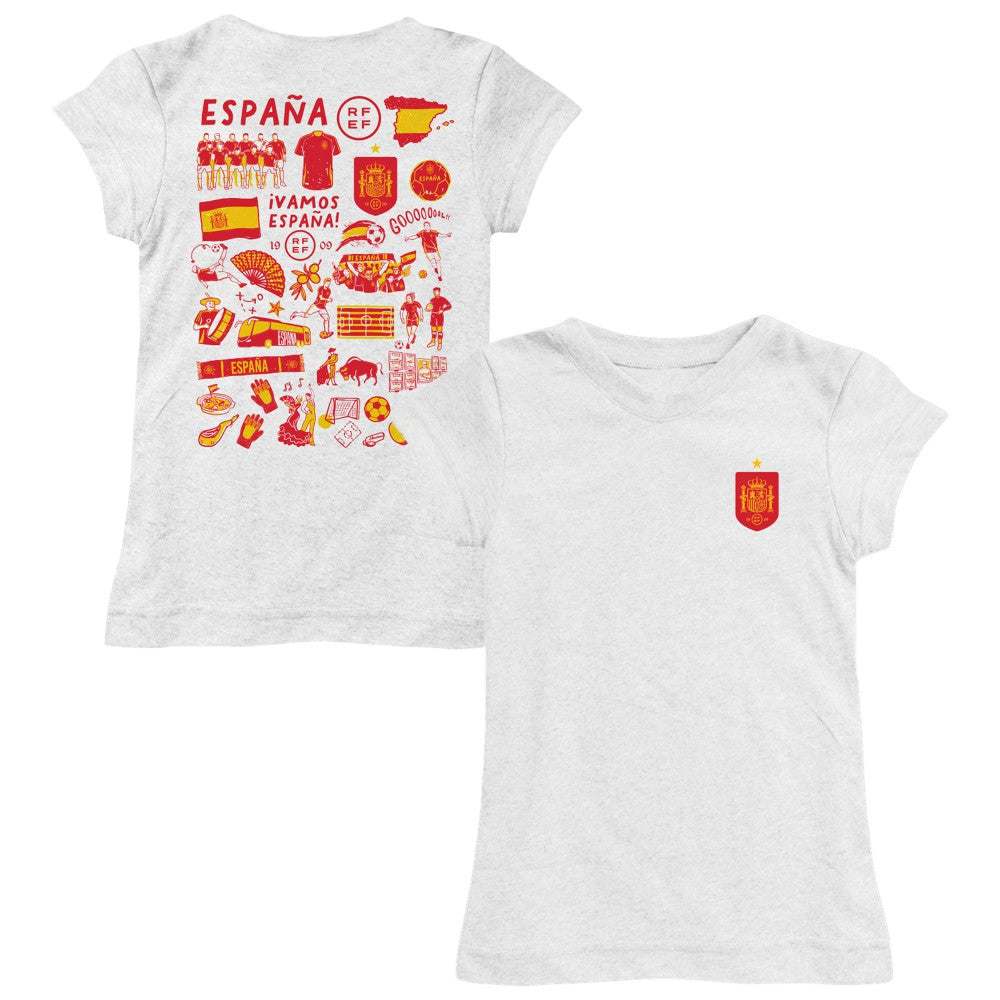 Spain National Team Vive La Fete Girls Youth Impressions Artwork Fitted T-Shirt / Soccer Discount