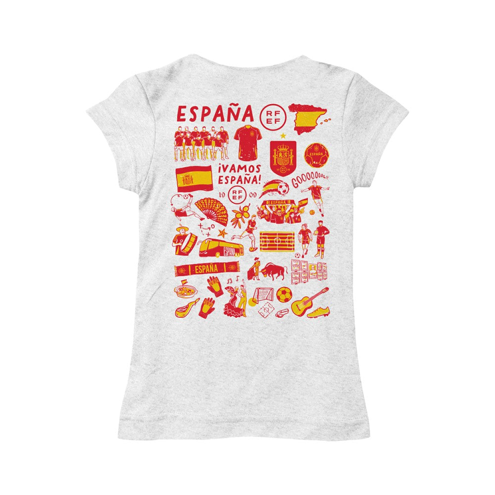 Spain National Team Vive La Fete Girls Youth Impressions Artwork Fitted T-Shirt / Soccer Discount