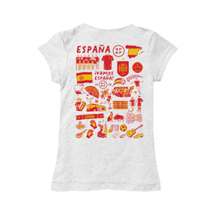 Spain National Team Vive La Fete Girls Youth Impressions Artwork Fitted T-Shirt / Soccer Discount