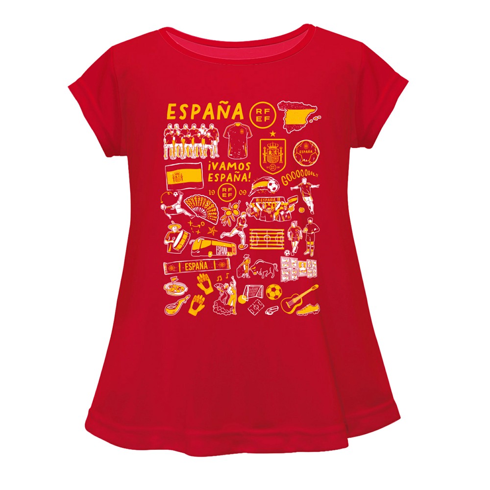 Spain National Team Vive La Fete Girls Youth Impressions Artwork A-Line Top / Soccer Discount