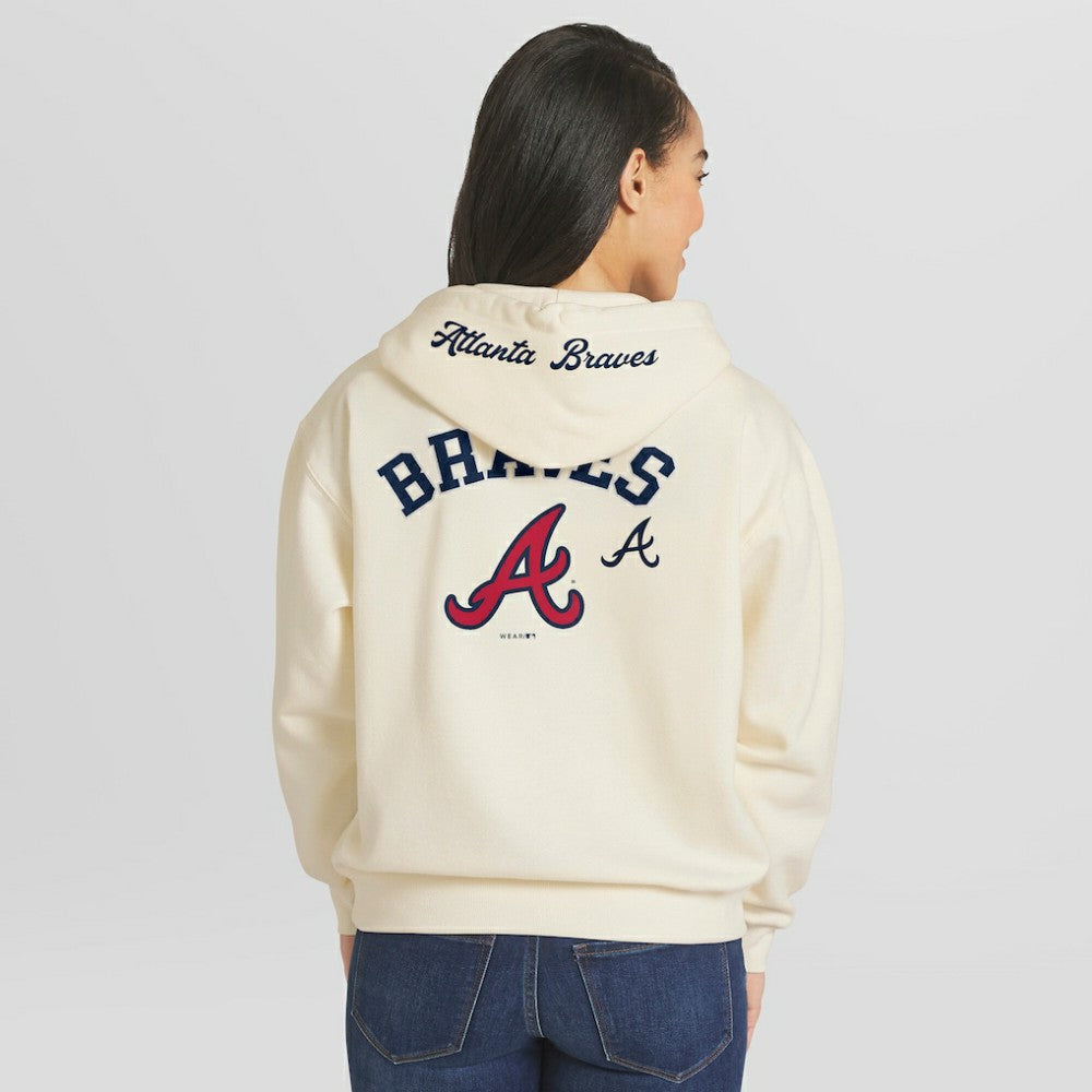 Atlanta Braves WEAR by Erin Andrews Women's Full-Zip Hoodie - Cream