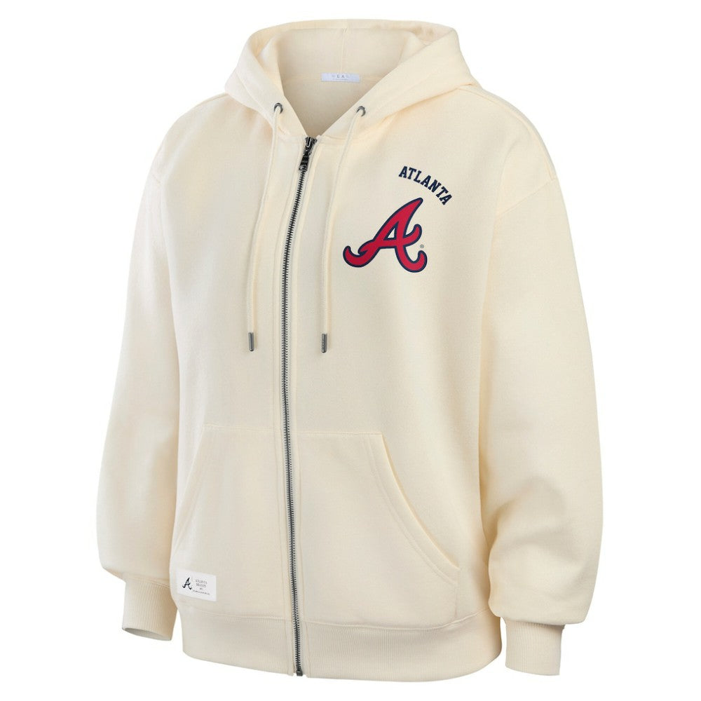 Atlanta Braves WEAR by Erin Andrews Women's Full-Zip Hoodie - Cream