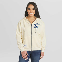 New York Mets WEAR by Erin Andrews Women's Full-Zip Hoodie - Cream