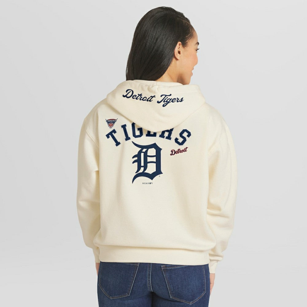 Detroit Tigers WEAR by Erin Andrews Women's Full-Zip Hoodie - Cream