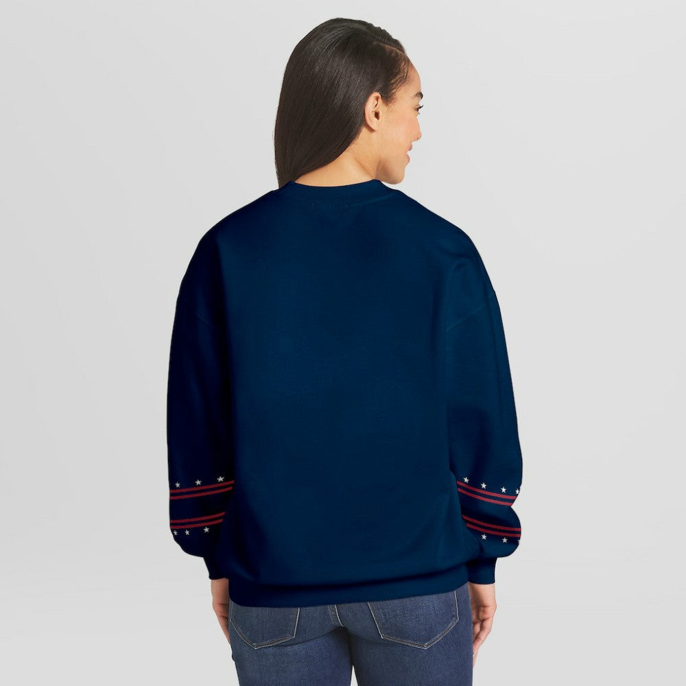 New York Yankees WEAR by Erin Andrews Women's Americana Heavyweight Fleece Sweatshirt - Navy