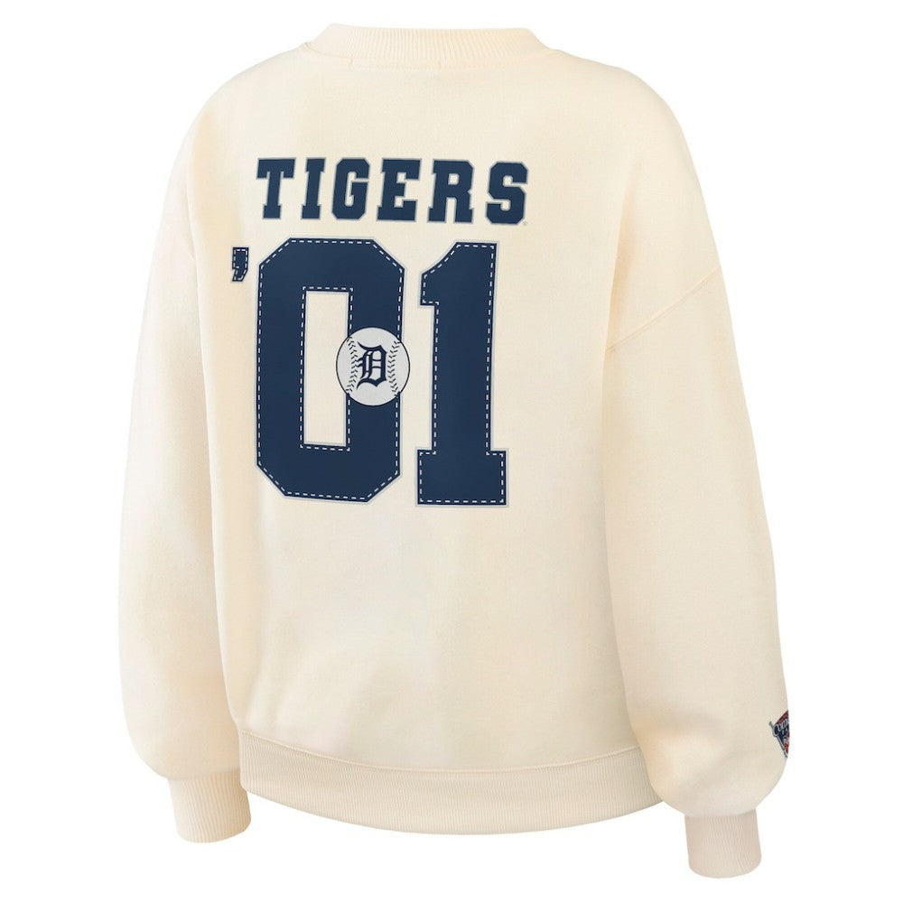 Detroit Tigers WEAR by Erin Andrews Women's Heavyweight Crew Neck Sweatshirt - Cream