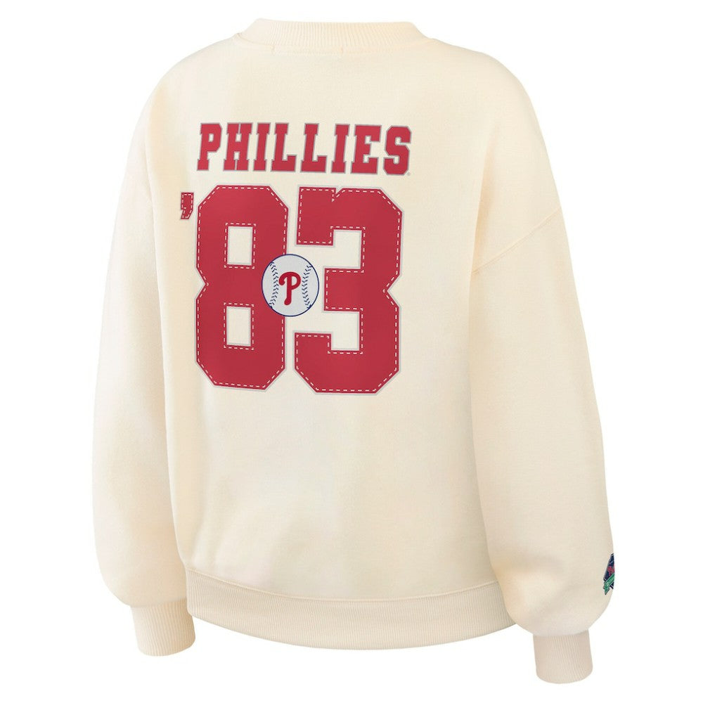 Philadelphia Phillies WEAR by Erin Andrews Women's Heavyweight Crew Neck Sweatshirt - Cream