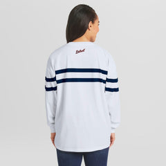 Detroit Tigers WEAR by Erin Andrews Women's Oversized Long Sleeve Striped T-Shirt - White