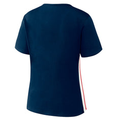 Atlanta Braves WEAR by Erin Andrews Women's Notch Neck Cropped T-Shirt - Navy