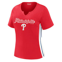 Philadelphia Phillies WEAR by Erin Andrews Women's Notch Neck Cropped T-Shirt - Red