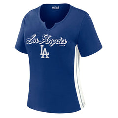 Los Angeles Dodgers WEAR by Erin Andrews Women's Notch Neck Cropped T-Shirt - Royal