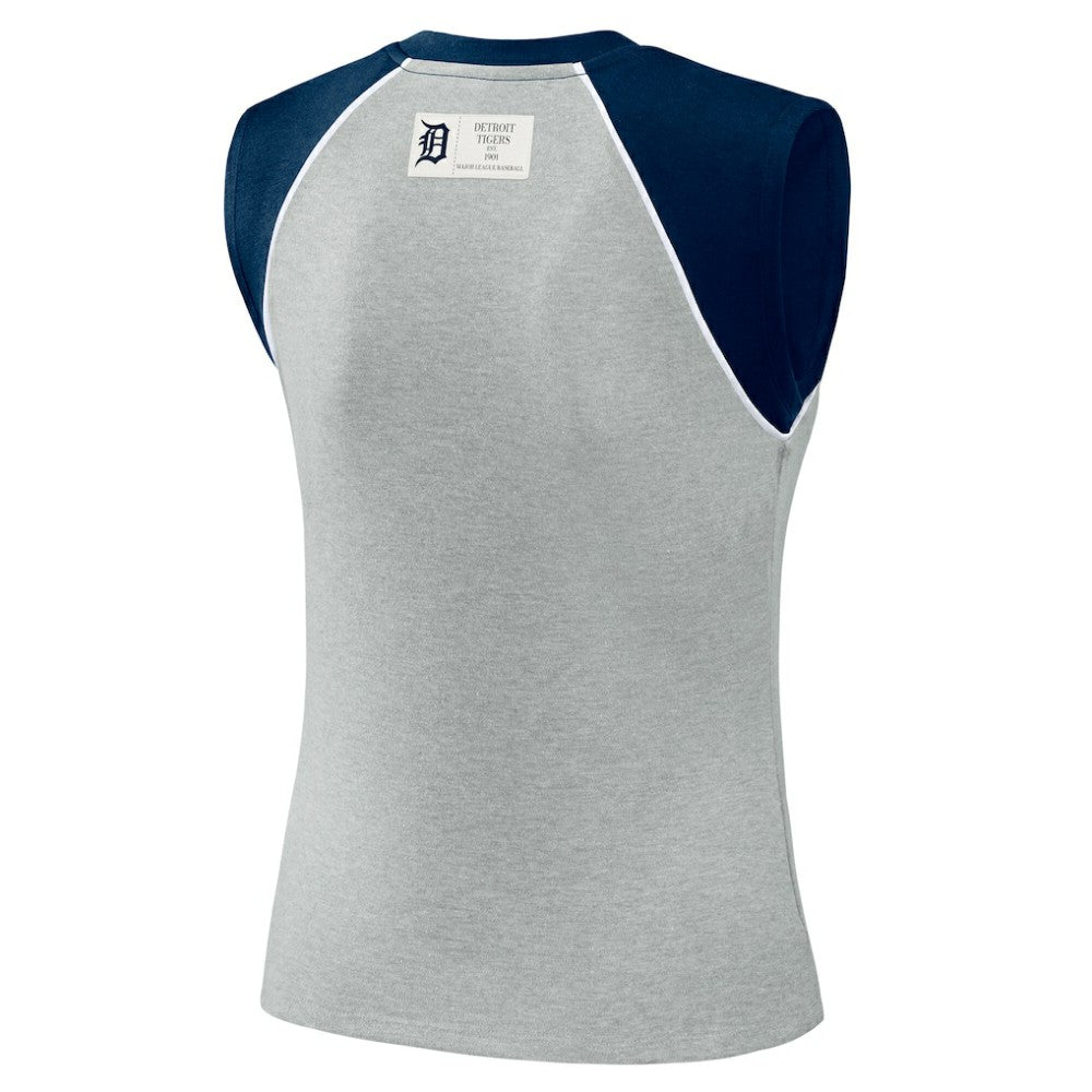 Detroit Tigers WEAR by Erin Andrews Women's Cropped Raglan Tank Top - Heather Gray
