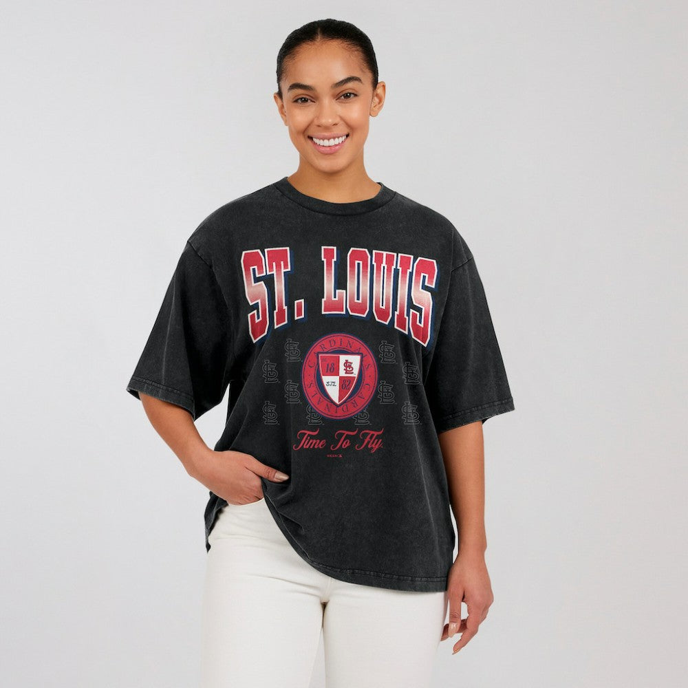St. Louis Cardinals WEAR by Erin Andrews Women's Oversized Boyfriend T-Shirt - Black