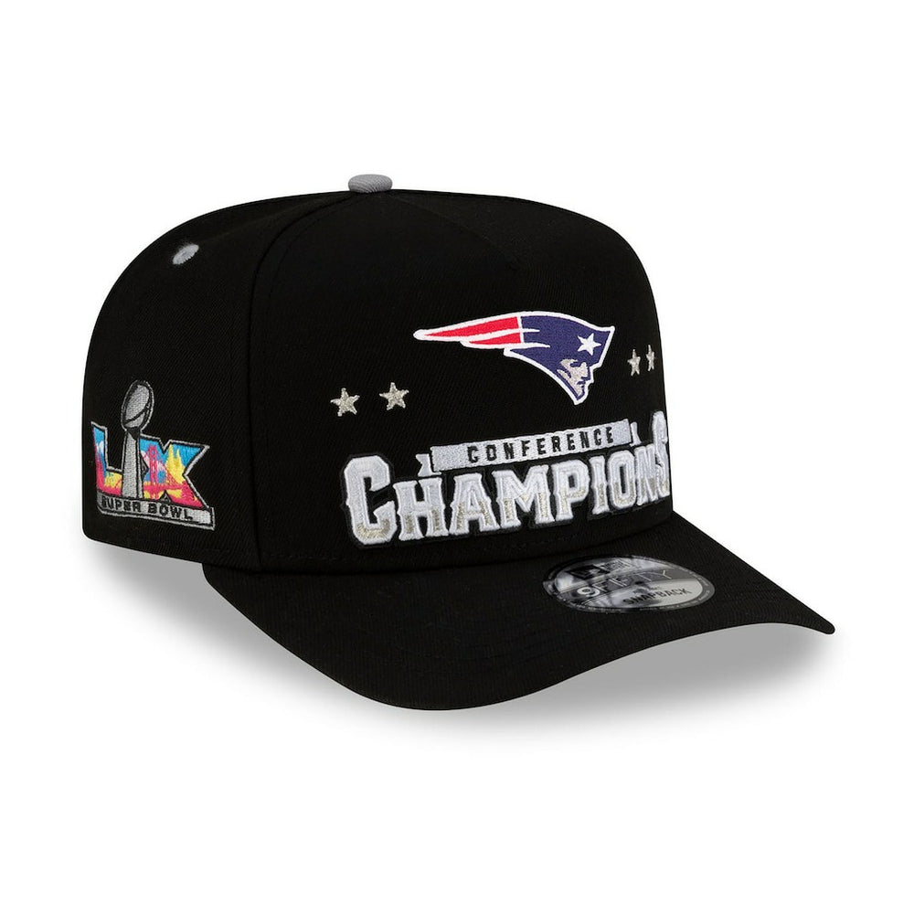 NFL New England Patriots 2025 AFC Champions Locker Room Trophy Collection A-Frame 9FIFTY Snapback Hat