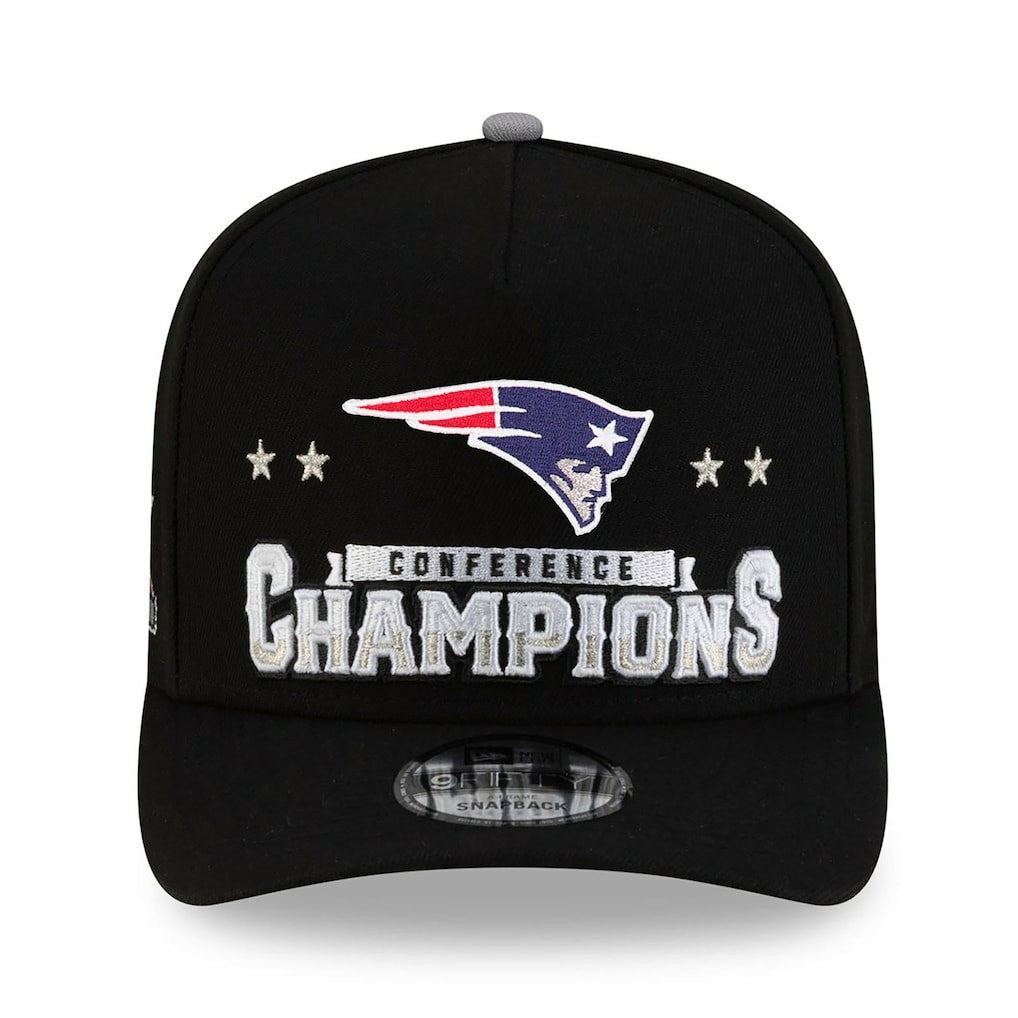 NFL New England Patriots 2025 AFC Champions Locker Room Trophy Collection A-Frame 9FIFTY Snapback Hat