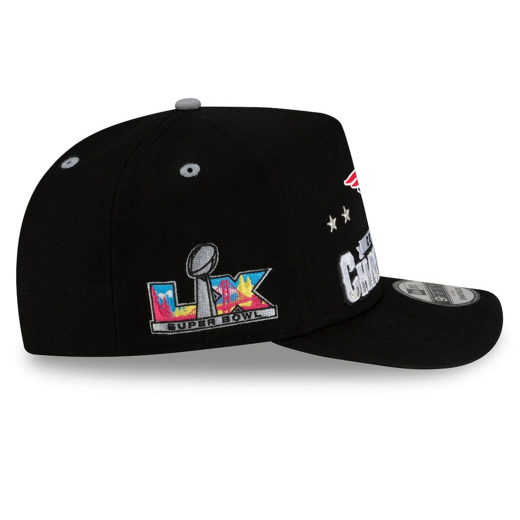 NFL New England Patriots 2025 AFC Champions Locker Room Trophy Collection A-Frame 9FIFTY Snapback Hat