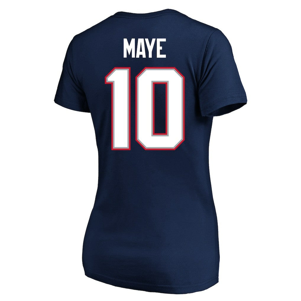 NFL New England Patriots Drake Maye  Women's Super Bowl LX Patch Plus Size Name & Number V-Neck T-Shirt
