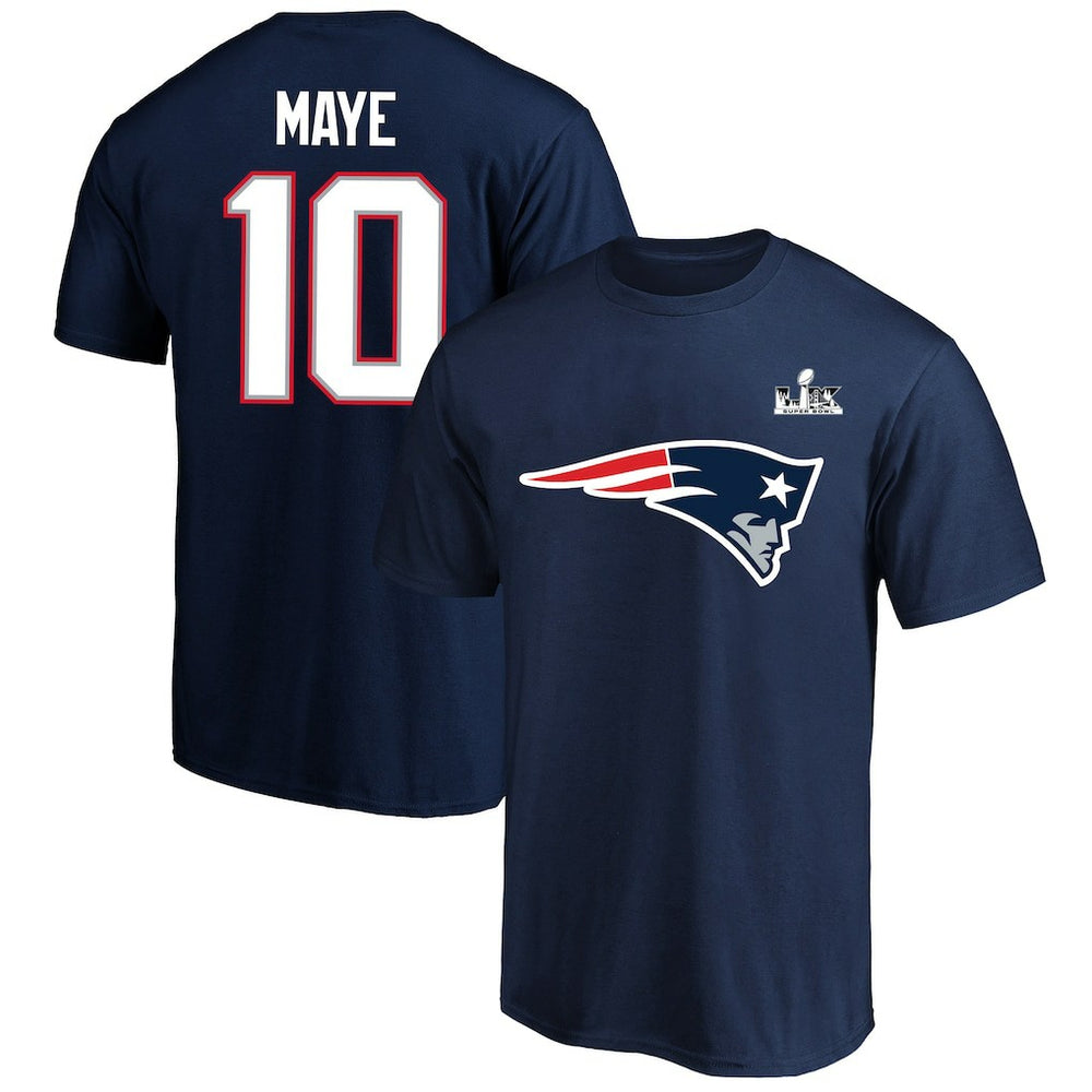 NFL New England Patriots Drake Maye  Super Bowl LX Patch Big & Tall Name & Number T-Shirt